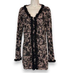 Twelve by Twelve Los Angeles Lace Zip Up Cardigan Romantic Y2K Size Medium